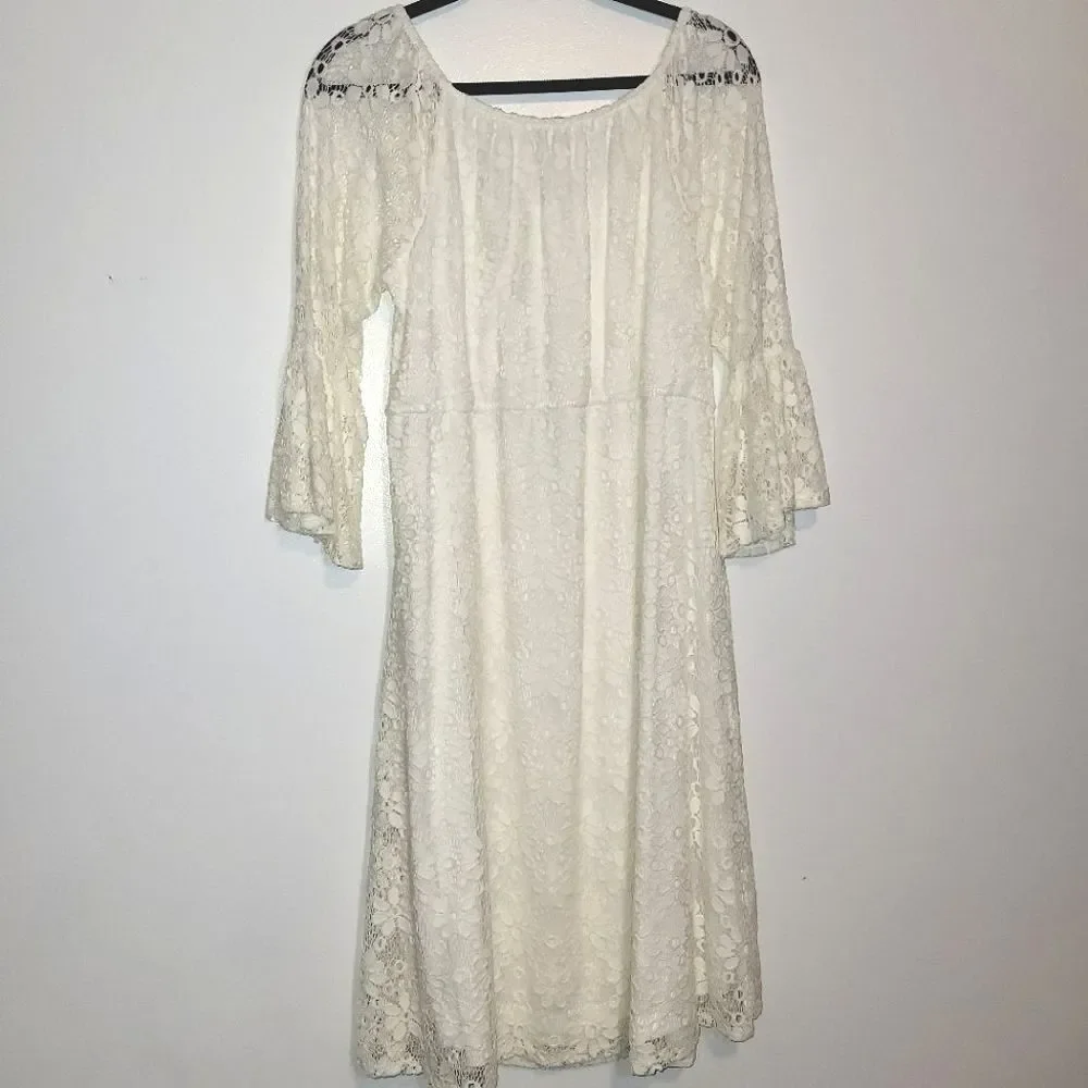 Slinky Brand White Lace Boho Dress XL - Picture 5 of 10